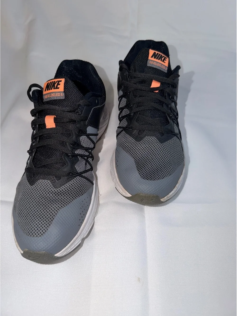 Nike Air Running Shoes Men's Size 8 Gray and Black with Orange Accents